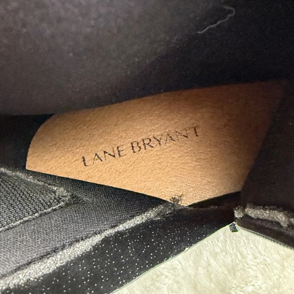 Lane Bryant Womens 9W Black Knee High Block Heel Boots Stretch Zip Wide Width